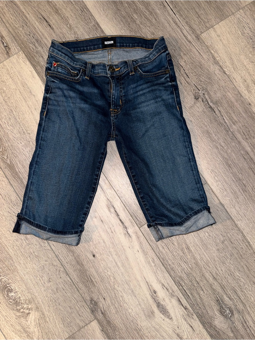 Hudson Jeans Women's Dark Indigo Cuffed Bermuda Shorts